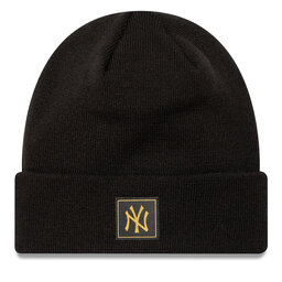 New Era Čepice New Era New York Yankees Metallic Badge Black Cuff Knit Beanie 60424815 Černá