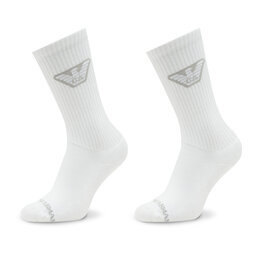 Emporio Armani Set de 2 perechi de șosete lungi pentru bărbați Emporio Armani 303122 3R345 00010 Bianco