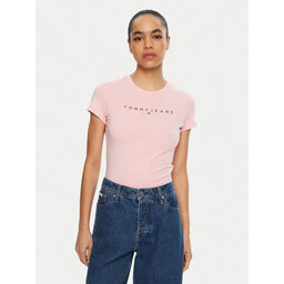 Tommy Jeans Tommy Jeans Póló Linear DW0DW18398 Rózsaszín Slim Fit