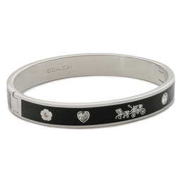 Coach Bransoletka Coach Enamel Horse & Carriage Hinged Bangle Bracelet 37479035RHO003 Srebrny