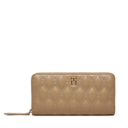 Tommy Hilfiger Duży Portfel Damski Tommy Hilfiger AW0AW16578 Beżowy