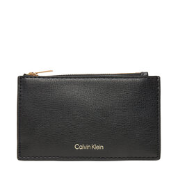 Calvin Klein Duży Portfel Damski Calvin Klein Foil Logo Top Zip Cardcase LV04F1090G Czarny