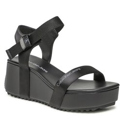 Calvin Klein Jeans Sandales Calvin Klein Jeans Wedge Block Sandal Satin/Hw YW0YW00980 Black/Overcast Grey 0GL