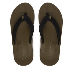 Tommy Hilfiger Zehentrenner Tommy Hilfiger Molded Hilfiger Lth Beach Sandal FM0FM05802 Schwarz