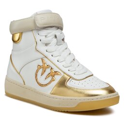 Pinko Сникърси Pinko Lorena Basket Hi Sneaker AI 22-23 BLKS1 1H214S A08S Bianco/Oro HZ1