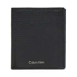 Calvin Klein Duży Portfel Męski Calvin Klein Ck Leather Comp Trifold W C &Car LV04D1029G Czarny