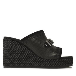 

Шльопанці Mou Rope Wedge Big Metal Logo SW361000C Basket Black, Чорний