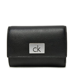 Calvin Klein Μικρό Πορτοφόλι Γυναικείο Calvin Klein Ck Plaque Small Trifold W/Zip K60K612834 Μαύρο