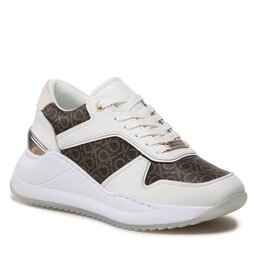 Calvin Klein Sneakersy Calvin Klein Chunky Intern Wedge Lace Up-Mono HW0HW01439 White/Brown Mono 0LD