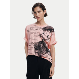 Desigual Desigual Póló Donald 25SWTKAH Rózsaszín Loose Fit