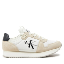 Calvin Klein Jeans Sneakersy Calvin Klein Jeans Runner Sock Laceup Ny-Lth Wn YW0YW00840 Bílá