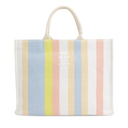 Tommy Hilfiger Handtasche Tommy Hilfiger Th Beach Tote Stripes AW0AW16411 Striped Canvas 0F8