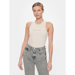 Calvin Klein Jeans Calvin Klein Jeans Felső Hero Monologo Rib Tank J20J222975 Ekru Regular Fit