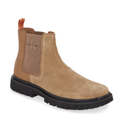 Calvin Klein Jeans Боти тип челси Calvin Klein Jeans Eva Mid Chelsea Boot Suede YM0YM00764 Monks Rob/Black/Orange Pop 0HD