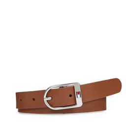 Tommy Hilfiger Cintura da donna Tommy Hilfiger Essential Flag Silver 2.5 AW0AW15380 Natural Cognac GTU