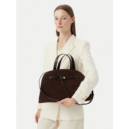 Tory Burch Handtasche Tory Burch Romy Suede Bauletto 183363 Dunkelbraun