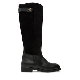 Tommy Hilfiger Zābaki Tommy Hilfiger Th Stud Leather Mix Long Boot FW0FW08341 Melns