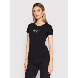 Pepe Jeans Pepe Jeans Marškinėliai New Virginia PL505202 Juoda Slim Fit