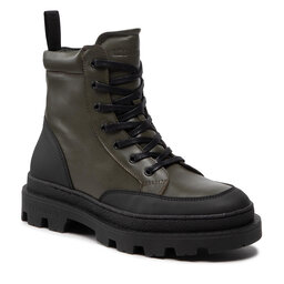 Les Deux Kozaki Les Deux Tanner Mid-Top Leather Sneaker LDM820022 Olive Night/Black