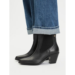 Tommy Hilfiger Stiefeletten Tommy Hilfiger Leather Western Chelsea Boot FW0FW09582 Schwarz