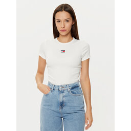 Tommy Jeans Tommy Jeans Majica DW0DW20463 Bela Slim Fit