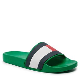 Tommy Jeans Παντόφλες Tommy Jeans Rubber Th Flag Pool Slide FM0FM04263 Olympic Green L4B