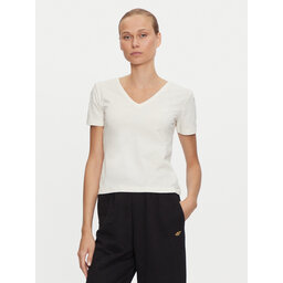 4F 4F Majica 4FWAW24TTSHF1649 Écru Slim Fit
