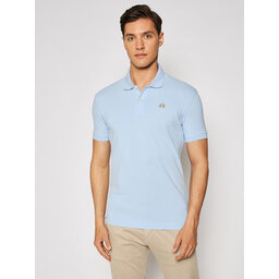 La Martina La Martina Polo marškinėliai Piquet CCMP02 PK001 Žydra Slim Fit
