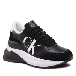 Calvin Klein Jeans Сникърси Calvin Klein Jeans Wedge Runner Mix Lth Wn YW0YW01099 Black/Bright White/Silver BEH