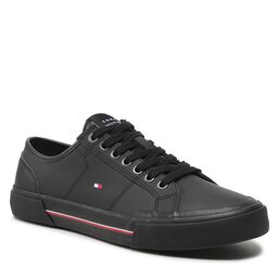 Tommy Hilfiger Πάνινα παπούτσια Tommy Hilfiger Core Corporate Vulc Leather FM0FM04561 Black BDS