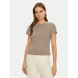 Calvin Klein Jeans Calvin Klein Jeans Marškinėliai Monologo J20J223563 Smėlio Slim Fit