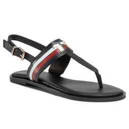 Tommy Hilfiger Sandales Tommy Hilfiger Corporate Letaher Fat Sandal FW0FW04840 Black BDS