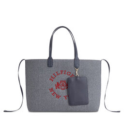 Tommy Hilfiger Torebka Tommy Hilfiger Iconic Tommy Tote Wool Logo AW0AW15576 Grey Line PSE
