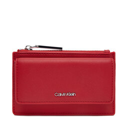 Calvin Klein Didelė Moteriška Piniginė Calvin Klein Ck Must Zip Flap Cardholder K60K612941 Raudona