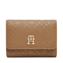 Tommy Hilfiger Liels sieviešu maks Tommy Hilfiger Th Distinct Trifold Wallet Mono AW0AW17257 Brūns