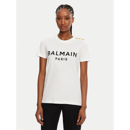 Balmain Balmain Marškinėliai BF1EF005BB02 Balta Regular Fit