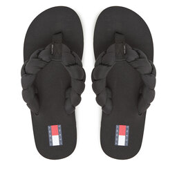 Tommy Jeans Šlepetės per pirštą Tommy Jeans Braided Thong Beach Sandal EN0EN02877 Juoda