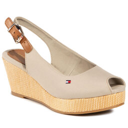 Tommy Hilfiger Еспадрили Tommy Hilfiger Iconic Elba Sling Back Wedge FW0FW04788 Stone AEP