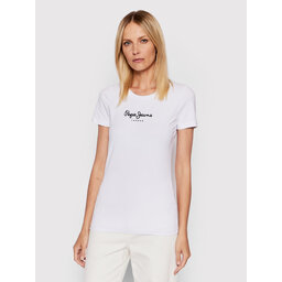 Pepe Jeans Pepe Jeans Marškinėliai New Virgina PL505202 Balta Slim Fit