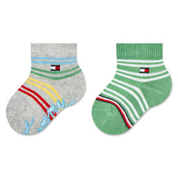 Tommy Hilfiger Set di 2 paia di calzini corti da bambini Tommy Hilfiger 701222671 Light Grey Melange/chMulticolor 002