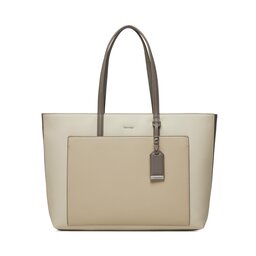 Calvin Klein Handtasche Calvin Klein Ck Must Shopper Lg_Color Block K60K611454 Dk Ecru/ Stony Beige/ Medium Taupe PC4