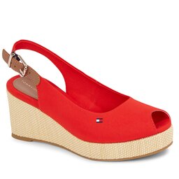 Tommy Hilfiger Espadrilles Tommy Hilfiger Iconic Elba Sling Back Wedge FW0FW04788 Fierce Red XND