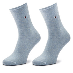 Tommy Hilfiger Súprava 2 párov vysokých dámskych ponožiek Tommy Hilfiger 371221106 Modrá