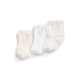 Polo Ralph Lauren Set di 3 paia di calzini lunghi da bambini Polo Ralph Lauren 445896761001 Pink/White