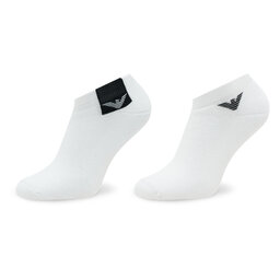 Emporio Armani Set de 2 perechi de șosete medii pentru bărbați Emporio Armani 306208 3R378 00010 Bianco