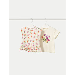 Mayoral Mayoral Set 2 majice 1047 Bež Regular Fit