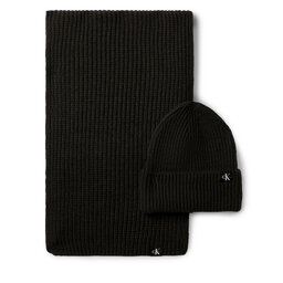 Calvin Klein Jeans Set Schal und Mütze Calvin Klein Jeans Monogram Rib Scarf Beanie Set IU0IU00638 Schwarz