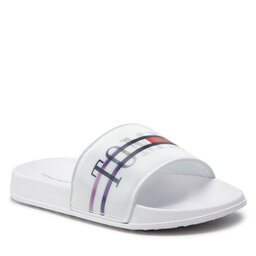 Tommy Hilfiger Ciabatte Tommy Hilfiger Holographic Pool Slide T3B0-32276-1172 S White 100