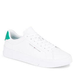Tommy Hilfiger Sneakers Tommy Hilfiger Th Court Leather FM0FM04971 White/Olympic Green 0K4