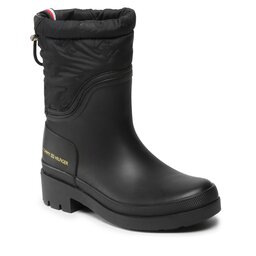 Tommy Hilfiger Guminiai batai Tommy Hilfiger Ankle Rainboot With Monogram FW0FW06848 Black BDS